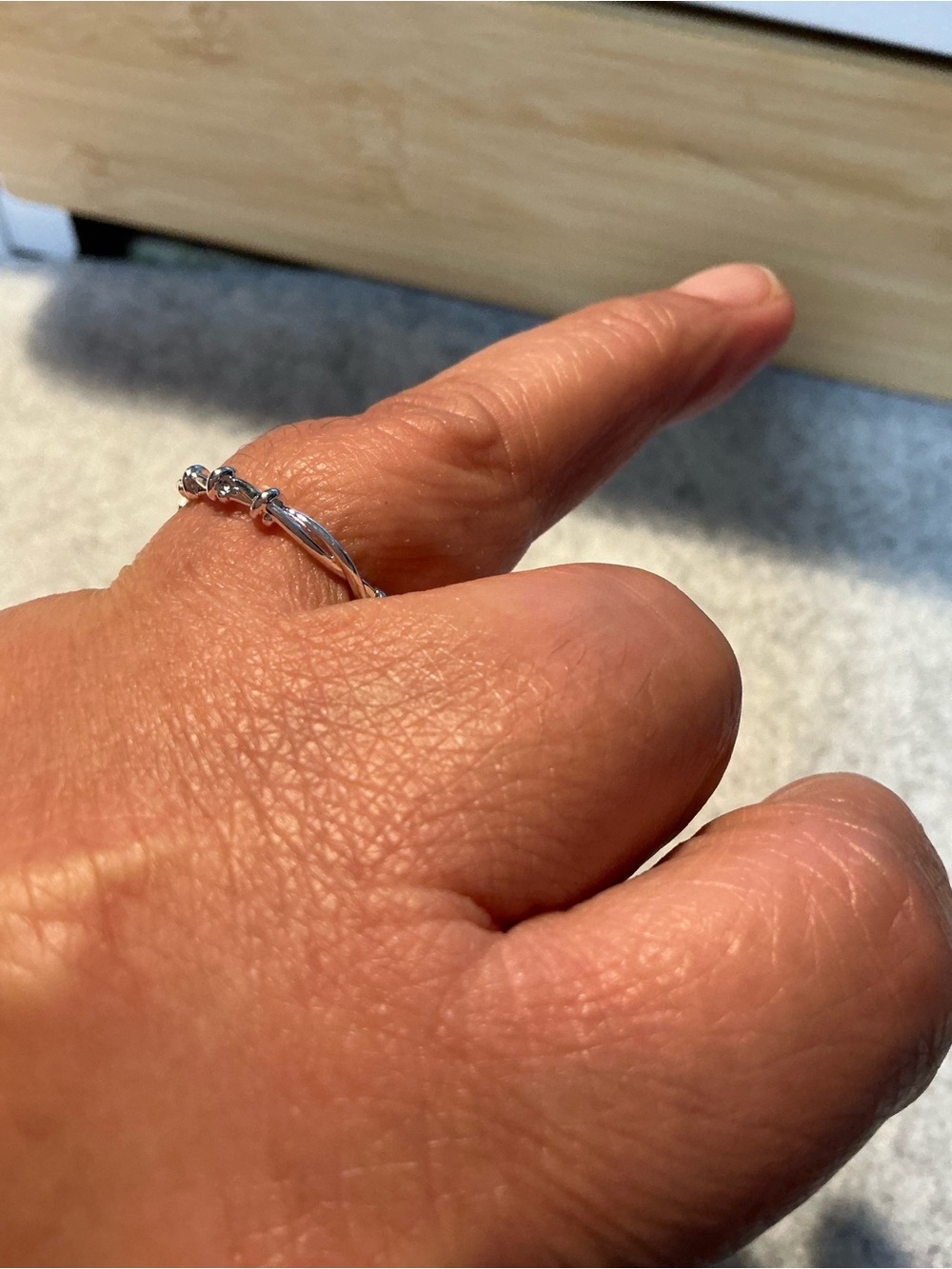 2388-63 Minimalist Sterling Silver Bamboo Joint Ring (Adjustable) - Picture 3 of 5